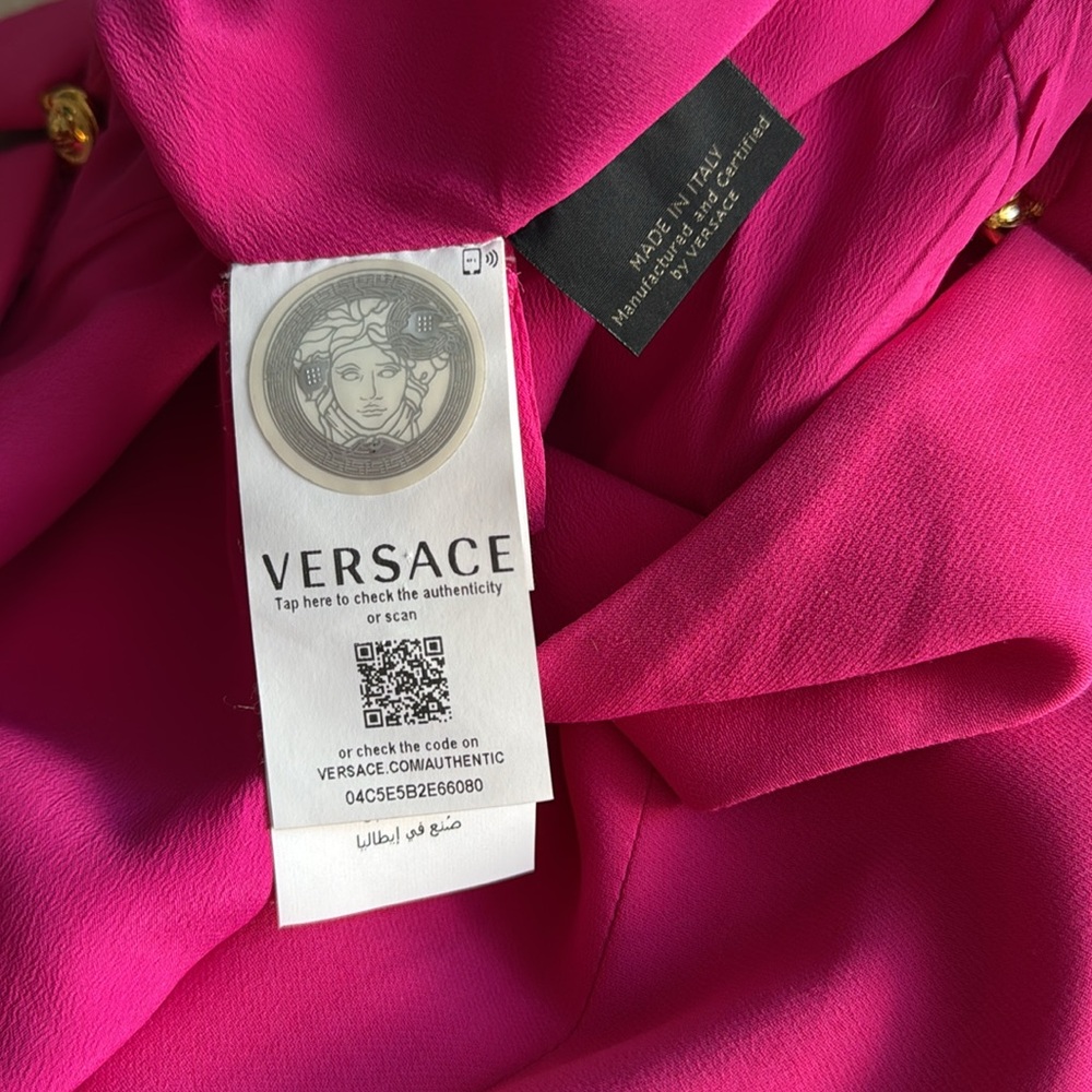 VERSACE Mini Fuchsia Pink Dress with Gold Hardware SIZE 38 - Picture 11 of 15